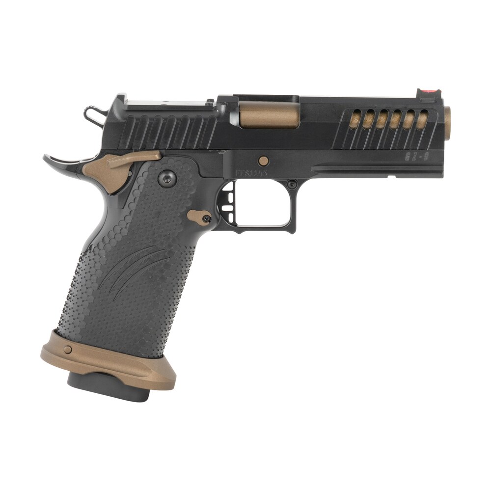 fierce firearms fgz 9 c bbz cs grizz commander 9mm luger 10+1 4.25" black bull barrel, steel optic ready/serrated slide, burnt bronze cerakote w/black controls steel frame w/accessory rail, rmr footpr Fierce Firearms FGZ-9-C-BBZ-CS Grizz Commander 9mm Luger 10+1 4.25" Black Bull Sports South item 193946