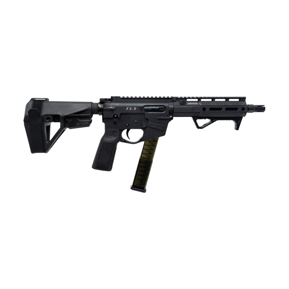 freedom ordance fx9p8e blk fx9p elite 9mm luger 8" black nitride threaded barrel, black anodized aluminum receiver w/picatinny rail, m lok handguard, black polymer sb tactical sba5 brace, black polyme Freedom Ordance FX9P8E-BLK FX9P Elite 9mm Luger 8" Black Nitride Threaded Sports South item 194051