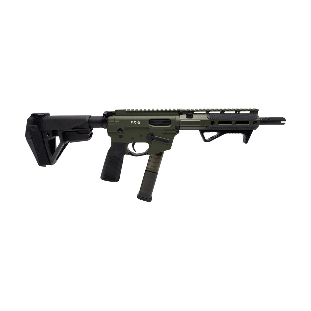 freedom ordance fx9p8e odg fx9p elite 9mm luger 8" black nitride threaded barrel, od green anodized aluminum receiver w/picatinny rail, m lok handguard, black polymer sb tactical sba5 brace, black pol Freedom Ordance FX9P8E-ODG FX9P Elite 9mm Luger 8" Black Nitride Threaded Sports South item 194053