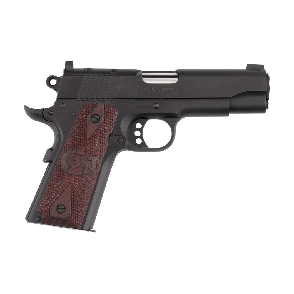 colt mfg o4940xe or commander combat 45 acp 8+1 4.25" stainless barrel, matte black carbon steel optic ready/serrated slide, matte black anodized steel frame w/beavertail, black cherry g10 grip, ambid Colt Mfg O4940XE-OR Commander Combat 45 ACP 8+1 4.25" Stainless Sports South item 194197