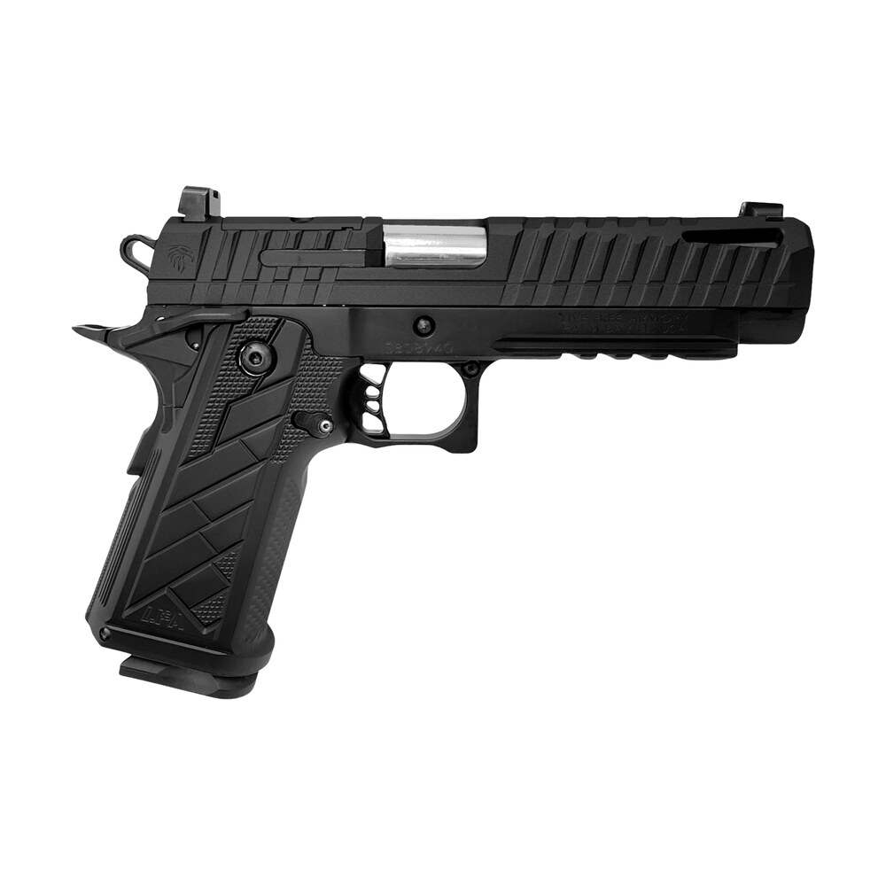 live free armory hg8640 n apollo 11 v2 full size frame 9mm luger 18+1 4.90" stainless barrel, black cerakote steel optic cut/serrated slide, black cerakote steel frame w/beavertail & picatinny rail, b Live Free Armory HG8640-N Apollo 11 V2 Full Size Frame 9mm Luger 18+1 4.90" Stainless Sports South item 194403
