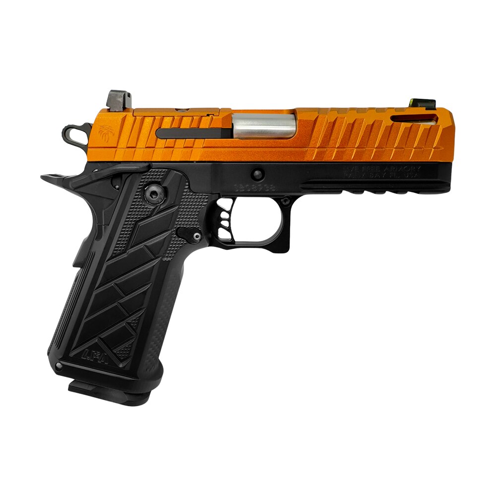 live free armory hg8643 n apollo 11 v2 compact 9mm luger 18+1 4.15" stainless barrel, copper fx cerakote steel optic ready/serrated slide, black cerakote steel frame w/beavertail & picatinny rail, bla Live Free Armory HG8643-N Apollo 11 V2 Compact 9mm Luger 18+1 4.15" Stainless Sports South item 194406