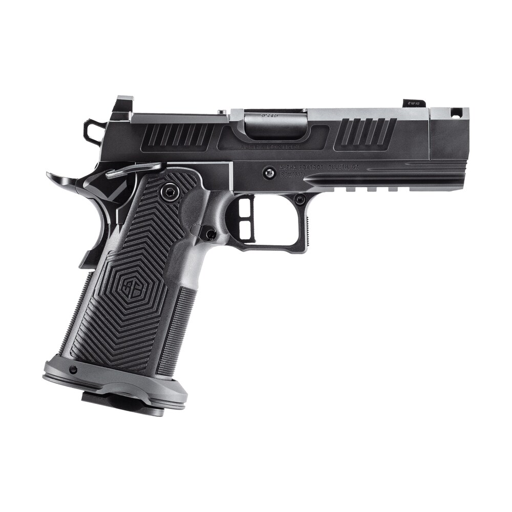 alpha foxtrot aa39x1qig xdbk19 af1911 romulus compact frame 9mm luger 20+1 3.50" black dlc threaded compensated barrel, black dlc stainless steel optic ready/serrated slide, black dlc stainless steel Alpha Foxtrot AA39X1QIG-XDBK19 AF1911 Romulus Compact Frame 9mm Luger 20+1 3.50" Black DLC Sports South item 195003