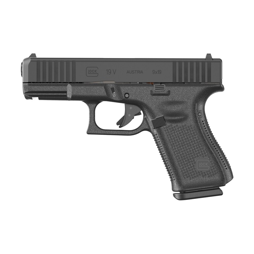glock uv1950201 g19 v compact 9mm luger 15+1 4.02" black barrel & steel serrated slide, black polymer frame w/accessory rail, interchangeable backstrap Glock UV1950201 G19 V Compact 9mm Luger 15+1 4.02" Black Barrel & Steel Serrated Slide, Sports South item 195538