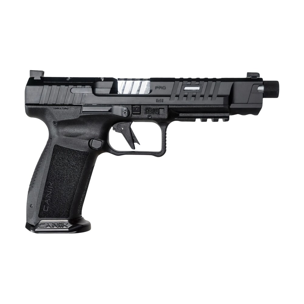 canik hg7068 n mete sfx pro full size 9mm luger 20+1 5.74" chrome plated threaded barrel, black steel optic ready/serrated slide, black polymer frame w/picatinny rail, interchangeable backstrap grip Canik HG7068-N Mete SFx Pro Full Size 9mm Luger 20+1 5.74" Chrome Plated Threaded Sports South item 195574