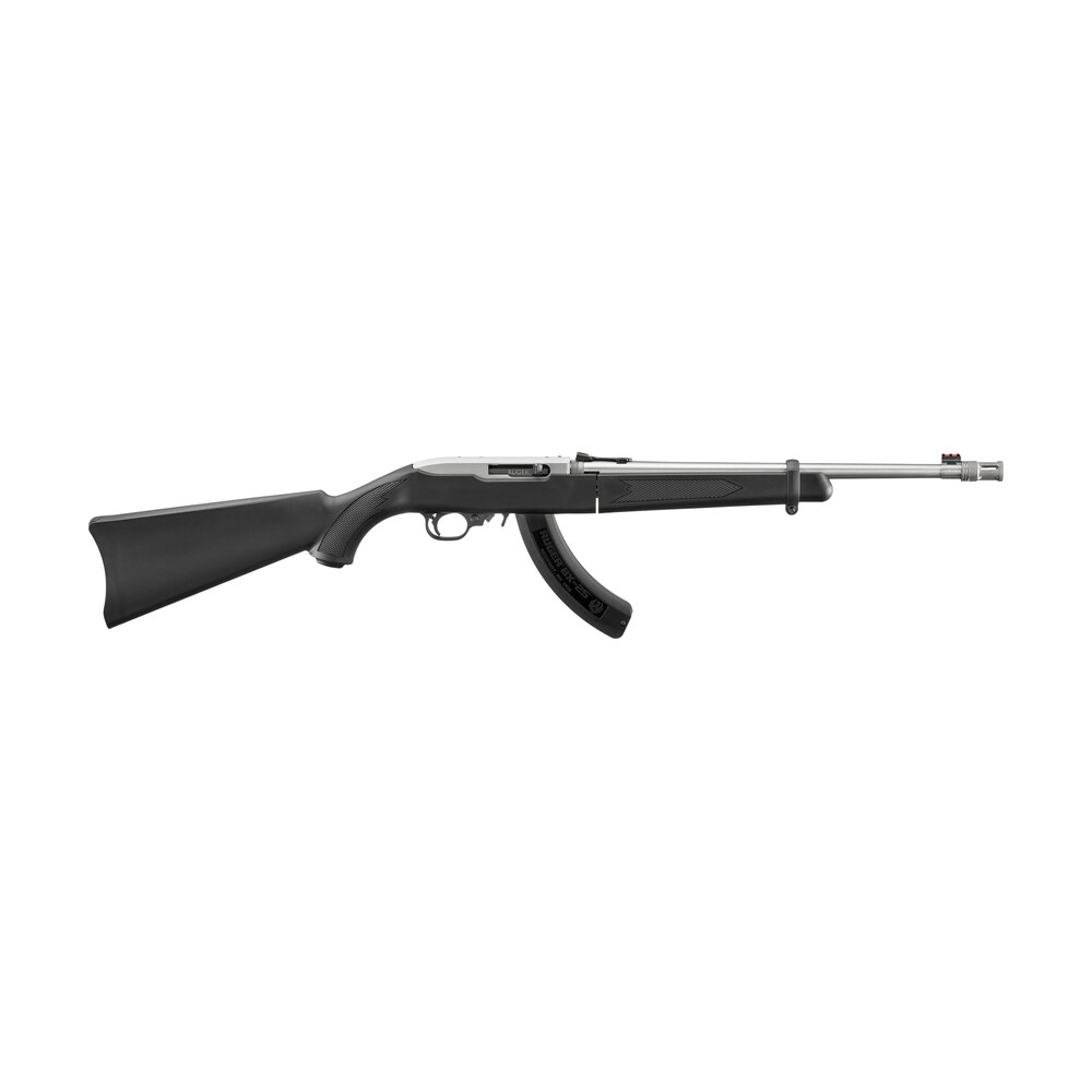 ruger 32028 10/22 takedown 22 lr 25+1 18.50" matte threaded barrel, matte stainless steel drilled & tapped receiver, black fixed synthetic stock Ruger 32028 10/22 Takedown 22 LR 25+1 18.50" Matte Threaded Sports South item 195886