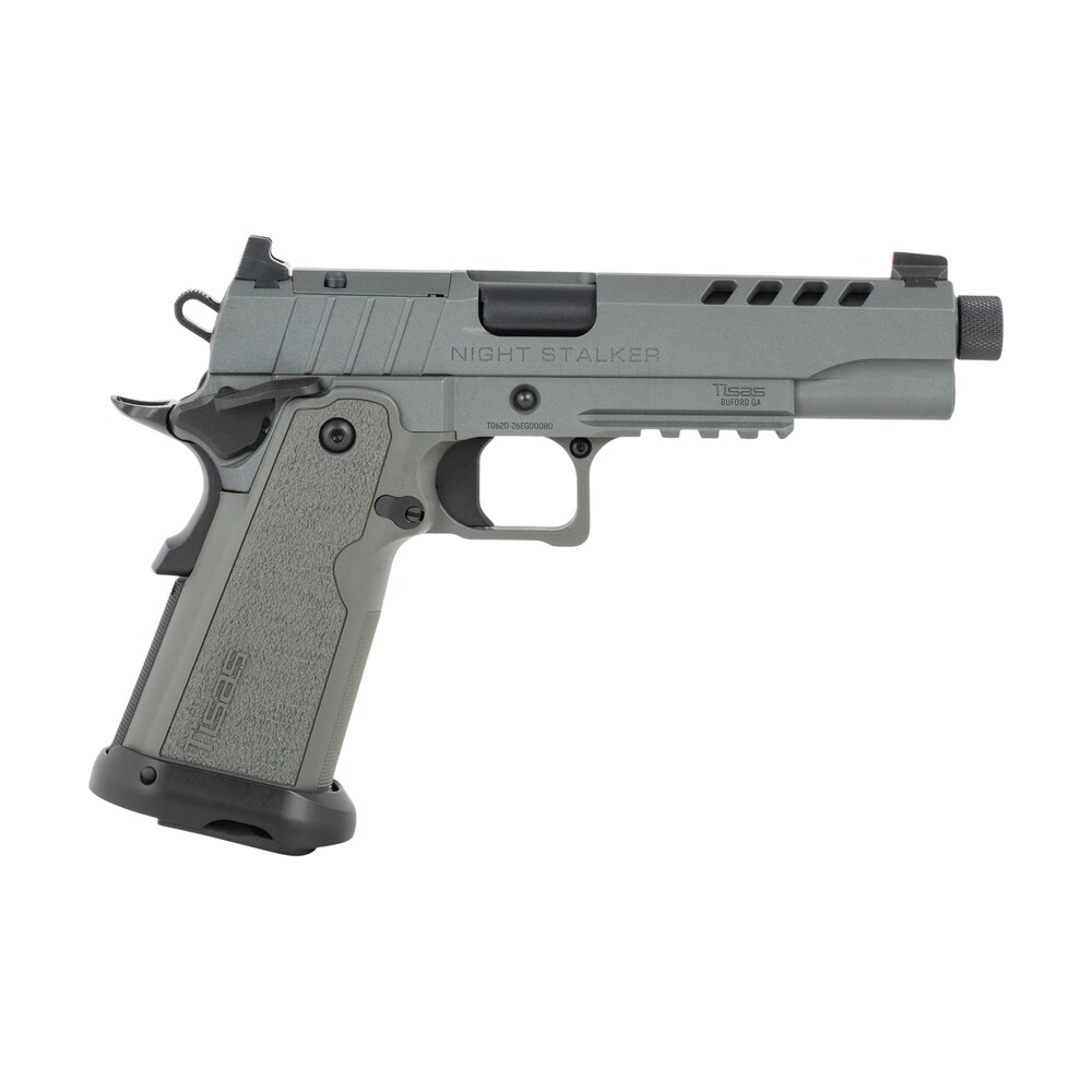 tisas arms 12500006 1911 night stalker 9mm luger 17+1 5.30" threaded barrel, gray cerakote carbon steel optic cut/serrated slide & frame w/picatinny rail, polymer grip Tisas Arms 12500006 1911 Night Stalker 9mm Luger 17+1 5.30" Threaded Sports South item 196056