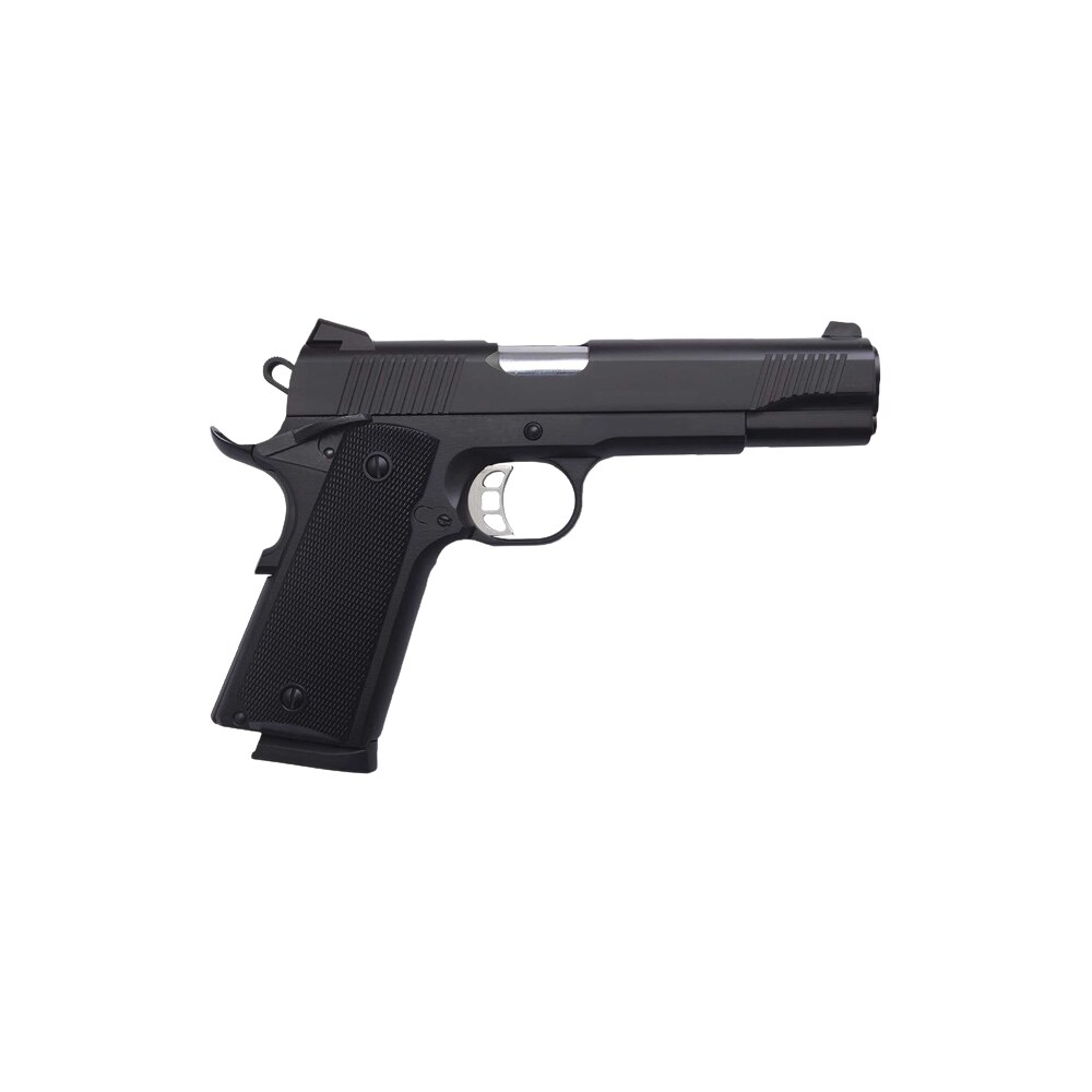 tisas arms 10100528 1911 duty 45 acp 8+1 5" stainless barrel, black cerakote carbon steel serrated slide & frame w/beavertail, black rubber grip Tisas Arms 10100528 1911 Duty 45 ACP 8+1 5" Stainless Sports South item 196061