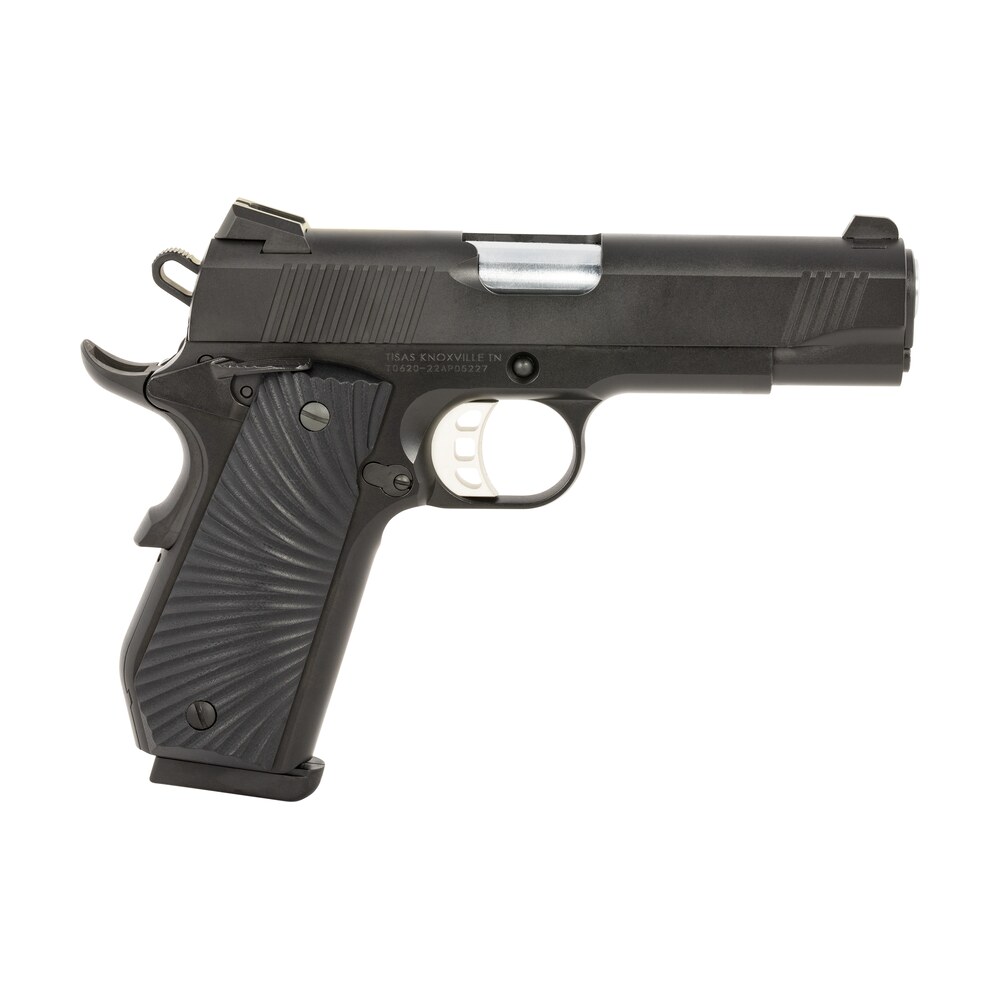 tisas arms 10100102 1911 carry 45 acp 8+1 4.25" stainless barrel, black cerakote carbon steel serrated slide, black cerakote carbon steel frame, black g10 starburst grip Tisas Arms 10100102 1911 Carry 45 ACP 8+1 4.25" Stainless Sports South item 196073