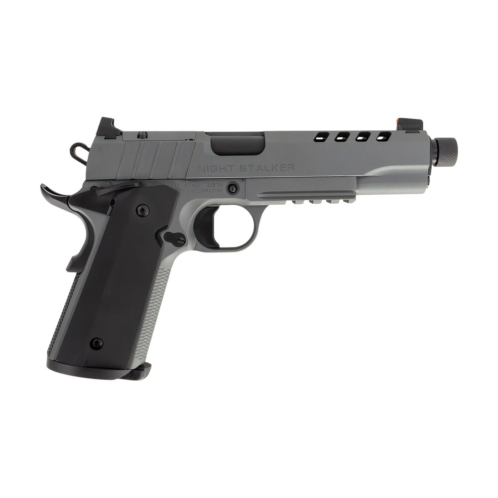tisas arms 10100556 1911 night stalker sf 45 acp 8+1 5.11" black threaded barrel, gray cerakote carbon steel lightening cut/serrated slide, gray cerakote carbon steel frame w/beavertail & picatinny ra Tisas Arms 10100556 1911 Night Stalker SF 45 ACP 8+1 5.11" Black Threaded Sports South item 196080