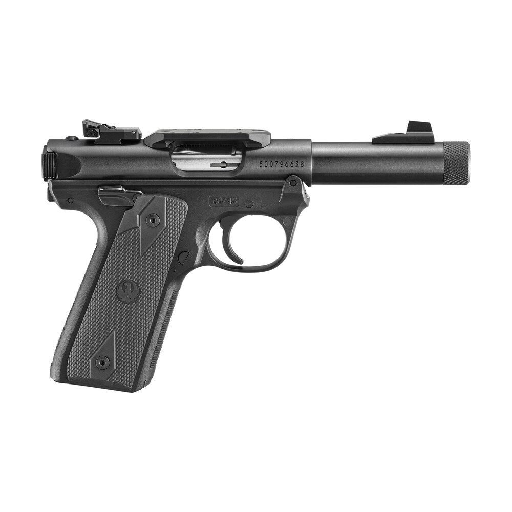 ruger 40194 mark iv 250th anniversary 22 lr 10+1 4.40" stainless threaded bull barrel, black alloy steel receiver w/scope rail, black polymer frame, checkered synthetic grip, rmr/rmsc/dpp footprint, a Ruger 40194 Mark IV 250th Anniversary 22 LR 10+1 4.40" Stainless Threaded Bull Sports South item 196195