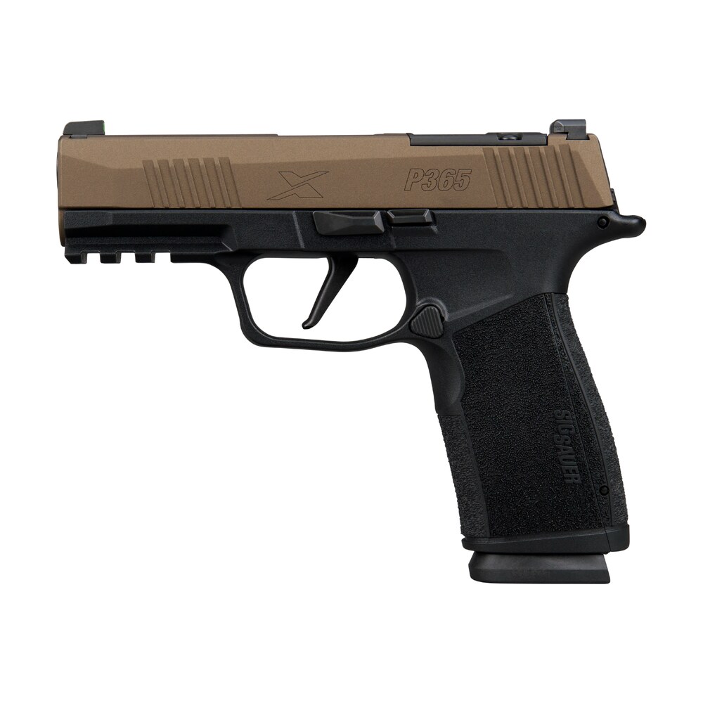 sig sauer 365xca9fbzxr3 p365 xmacro compact 9mm luger 17+1 3.70" bronze cerakote w/freedom engraving stainless steel optic ready/serrated slide, black stainless steel frame w/beavertail & picatinny r Sig Sauer 365XCA9FBZXR3 P365 XMacro Compact 9mm Luger 17+1 3.70" Bronze Cerakote Sports South item 197100