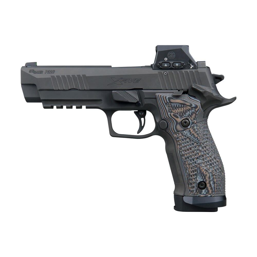 sig sauer 226x59xtmsaorxsl p226 xfive extreme 9mm luger 20+1 5" bull barrel, black nitron stainless steel serrated w/optic slide, black nitron stainless steel frame w/beavertail & picatinny rail, cust Sig Sauer 226X59XTMSAORXSL P226 XFive Extreme 9mm Luger 20+1 5" Bull Sports South item 197103