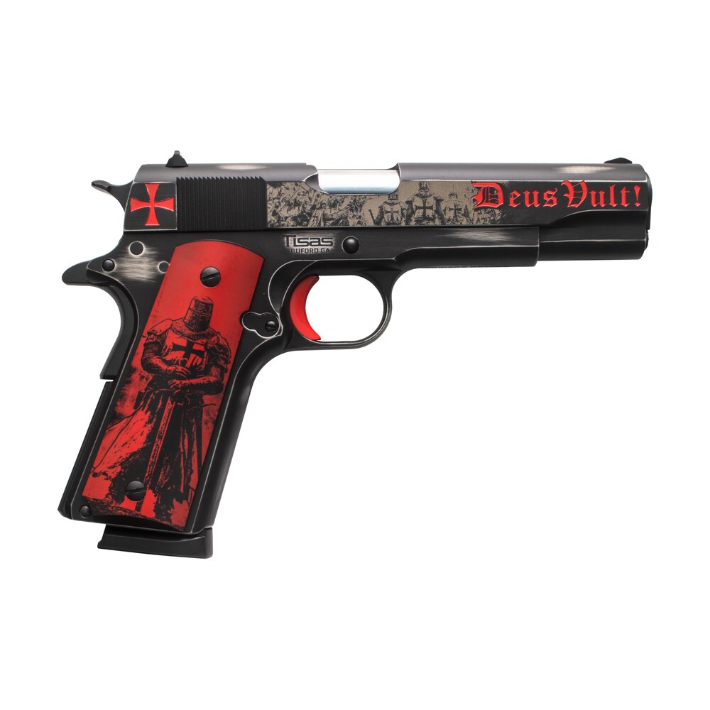 tisas arms 10100518aa2 1911 crusader full size frame 45 acp 7+1 5" steel serrated slide, distressed graphite cerakote carbon steel frame w/beavertail, multi color cerakote grip Tisas Arms 10100518AA2 1911 Crusader Full Size Frame 45 ACP 7+1 5" Steel Serrated Slide, Sports South item 197295