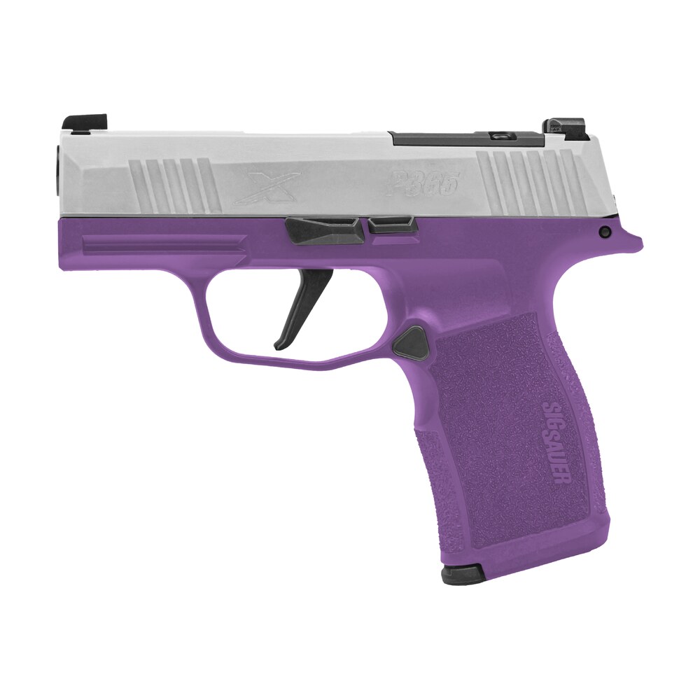sig sauer 365x 9 txr3 pr p365 xseries purple rain 9mm luger 12+1 3.10" black dlc barrel, stainless steel optic ready/serrated slide, purple cerakote stainless steel frame w/accessory rail, polymer gri Sig Sauer 365X-9-TXR3-PR P365 XSeries Purple Rain 9mm Luger 12+1 3.10" Black DLC Sports South item 197612