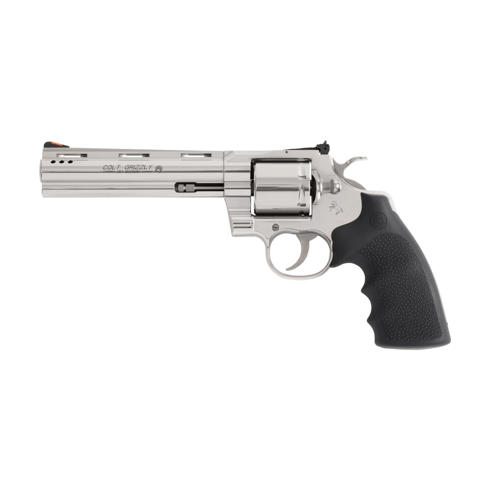 colt mfg grizzlysp6rts grizzly 357 mag 6 shot 6" stainless ported vent rib barrel, stainless unfluted cylinder, stainless stainless steel frame, black hogue overmolded grip, exposed hammer Colt Mfg GRIZZLYSP6RTS Grizzly 357 Mag 6 Shot 6" Stainless Ported Vent Rib Sports South item 197663