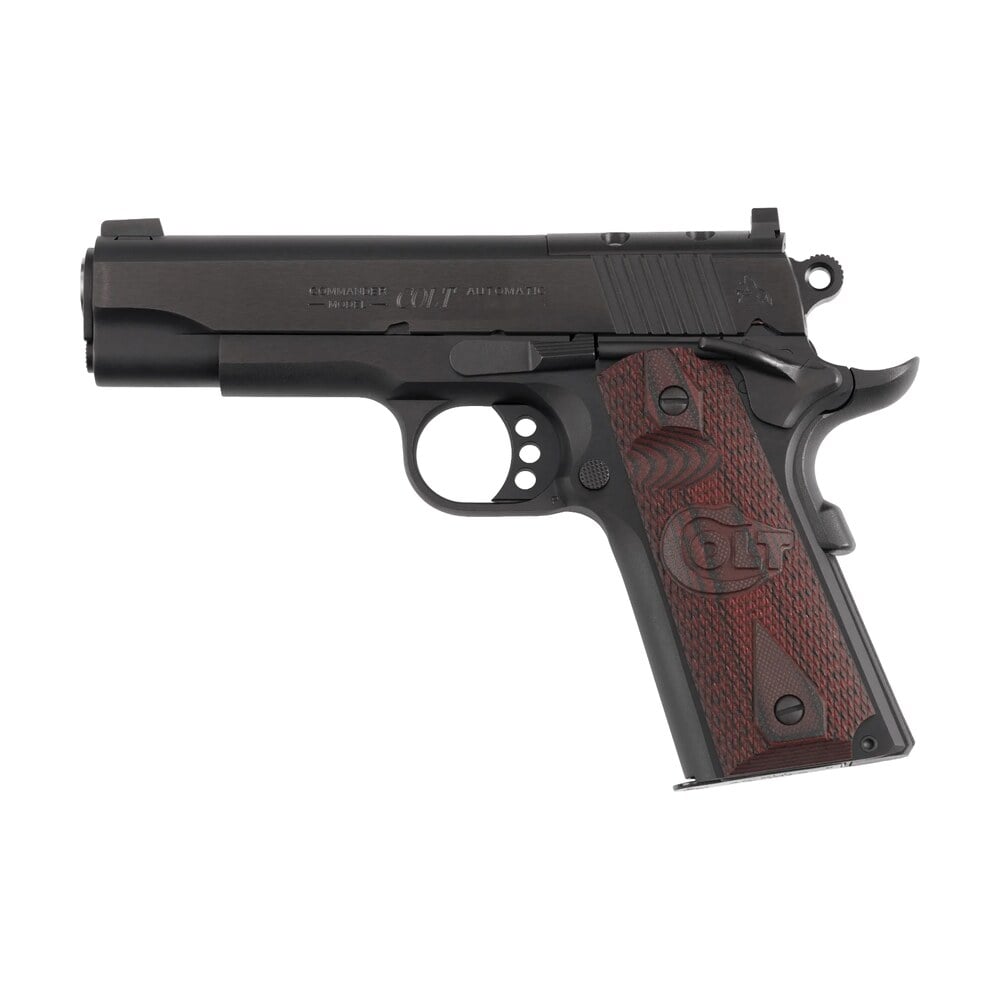 colt mfg o4942xeor commander combat 9mm luger 9+1 4.25" stainless national match barrel, blued steel optic ready/serrated slide, blued aluminum frame w/beavertail, black cherry g10 grips, ambidextrous Colt Mfg O4942XEOR Commander Combat 9mm Luger 9+1 4.25" Stainless National Match Sports South item 197665