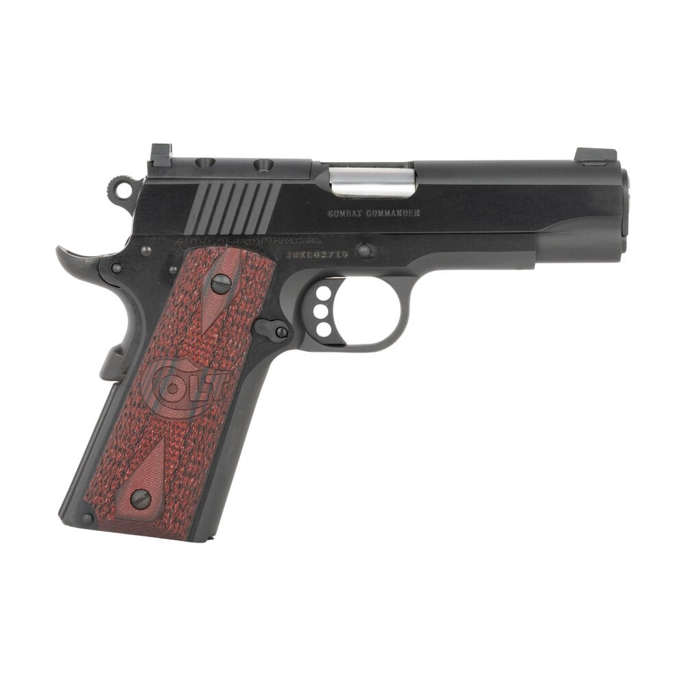 colt mfg o4943xeor commander combat 38 super 9+1 4.25" stainless national match barrel, blued steel optic ready/serrated slide, blued aluminum frame w/beavertail, black cherry g10 grips, ambidextrous Colt Mfg O4943XEOR Commander Combat 38 Super 9+1 4.25" Stainless National Match Sports South item 197666