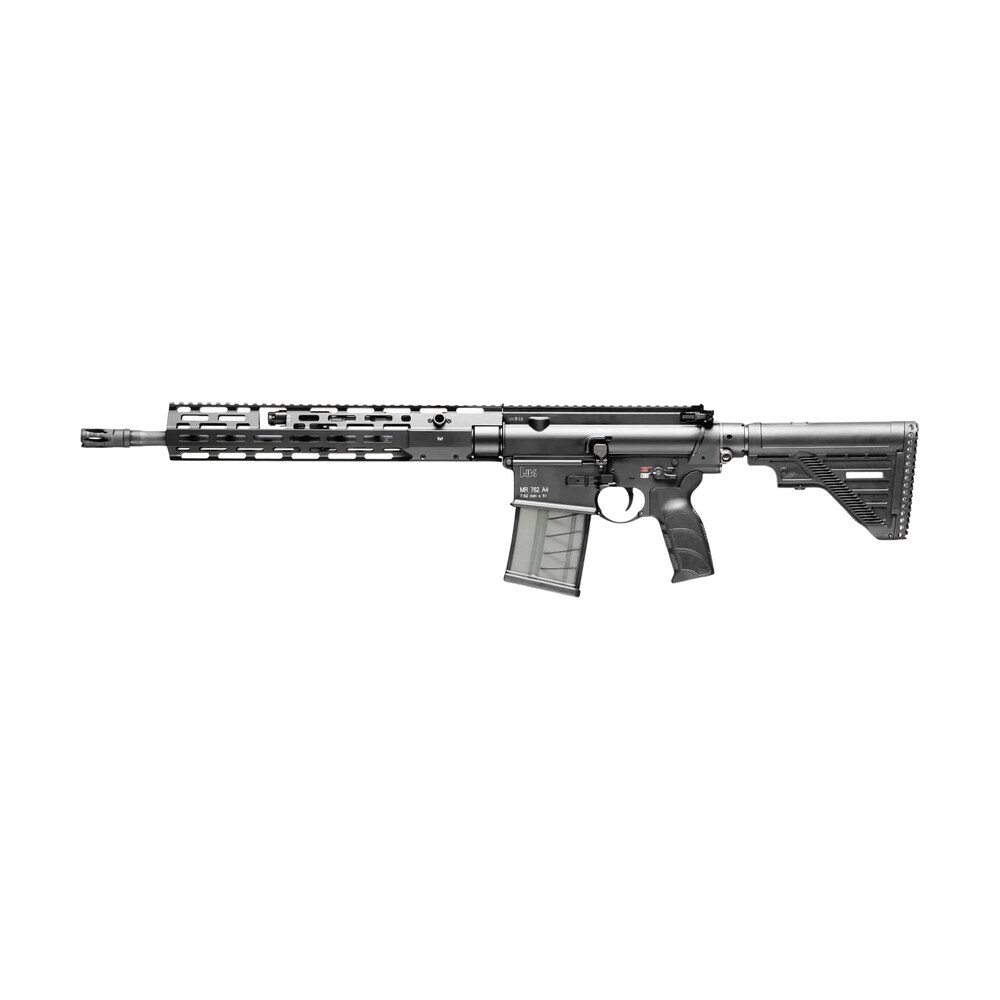hk 81001056 mr762 7.62x51mm 10+1 16.50" black barrel, black receiver w/picatinny rail, m lok handguard, black polymer stock, black polymer grip, ambidextrous HK 81001056 MR762 7.62x51mm 10+1 16.50" Black Sports South item 197810