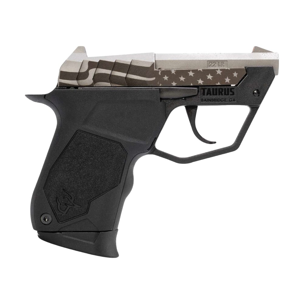 taurus 1 22tuc139 usflag 22tuc micro compact frame 22 lr 9+1 2.50" stainless tip up barrel, custom engraved serrated slide, black polymer frame Taurus 1-22TUC139-USFLAG 22TUC Micro-Compact Frame 22 LR 9+1 2.50" Stainless Tip-Up Sports South item 197947