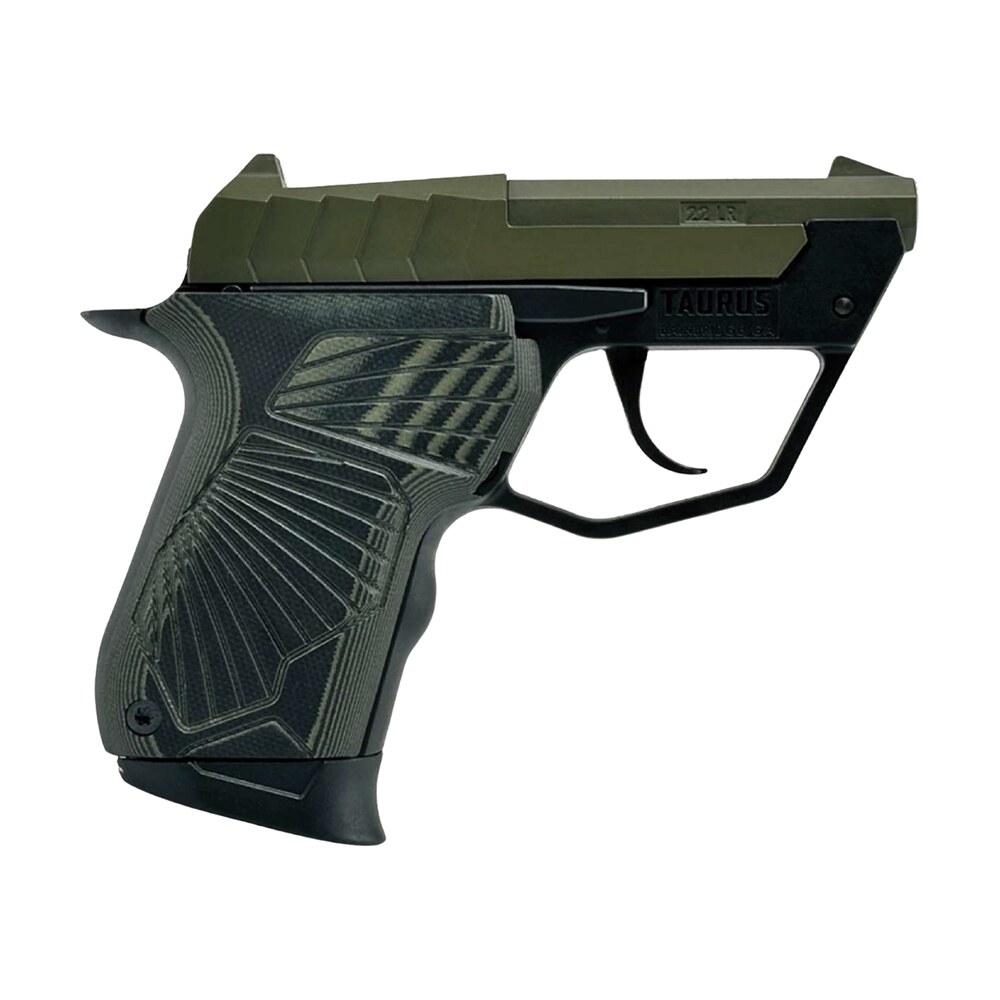 taurus 1 22tuc13 odg 22tuc micro compact 22 lr 9+1 2.50" od green tip up barrel, od green cerakote serrated slide, black polymer frame, vz g10 grip Taurus 1-22TUC13-ODG 22TUC Micro-Compact 22 LR 9+1 2.50" OD Green Tip-Up Sports South item 197950