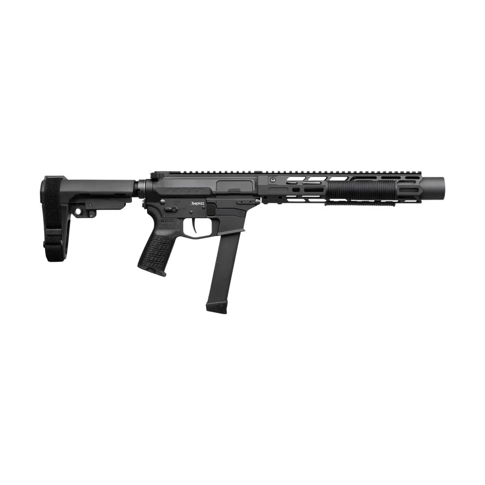 cmmg 99a6832 ab zeroed banshee mkgs 9mm luger 33+1 6.50" black nitride threaded barrel, black armor cerakote aluminum receiver w/picatinny rail, m lok handguard, black polymer cmmg ripbrace, cmmg zero CMMG 99A6832-AB Zeroed Banshee MkGs 9mm Luger 33+1 6.50" Black Nitride Threaded Sports South item 198242