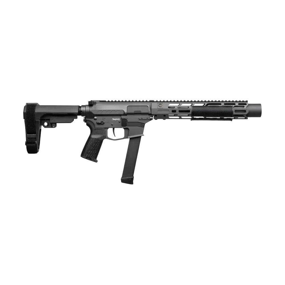 cmmg 99a6832 tng zeroed banshee mkgs 9mm luger 33+1 6.50" black nitride threaded barrel, tungsten cerakote aluminum receiver w/picatinny rail, m lok handguard, black polymer cmmg ripbrace, cmmg zeroed CMMG 99A6832-TNG Zeroed Banshee MkGs 9mm Luger 33+1 6.50" Black Nitride Threaded Sports South item 198246