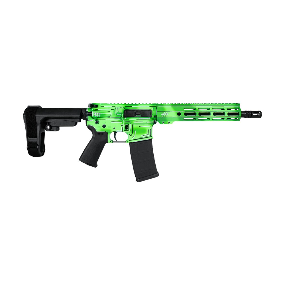shark coast tactical scc06247agrn p anime 15 green 5.56 nato 30+1 10.50" black nitride threaded barrel, green cerakote aluminum receiver w/picatinny rail, m lok handguard, black polymer sb tactical sb Shark Coast Tactical SCC06247AGRN-P Anime-15 Green 5.56 NATO 30+1 10.50" Black Nitride Threaded Sports South item 198588