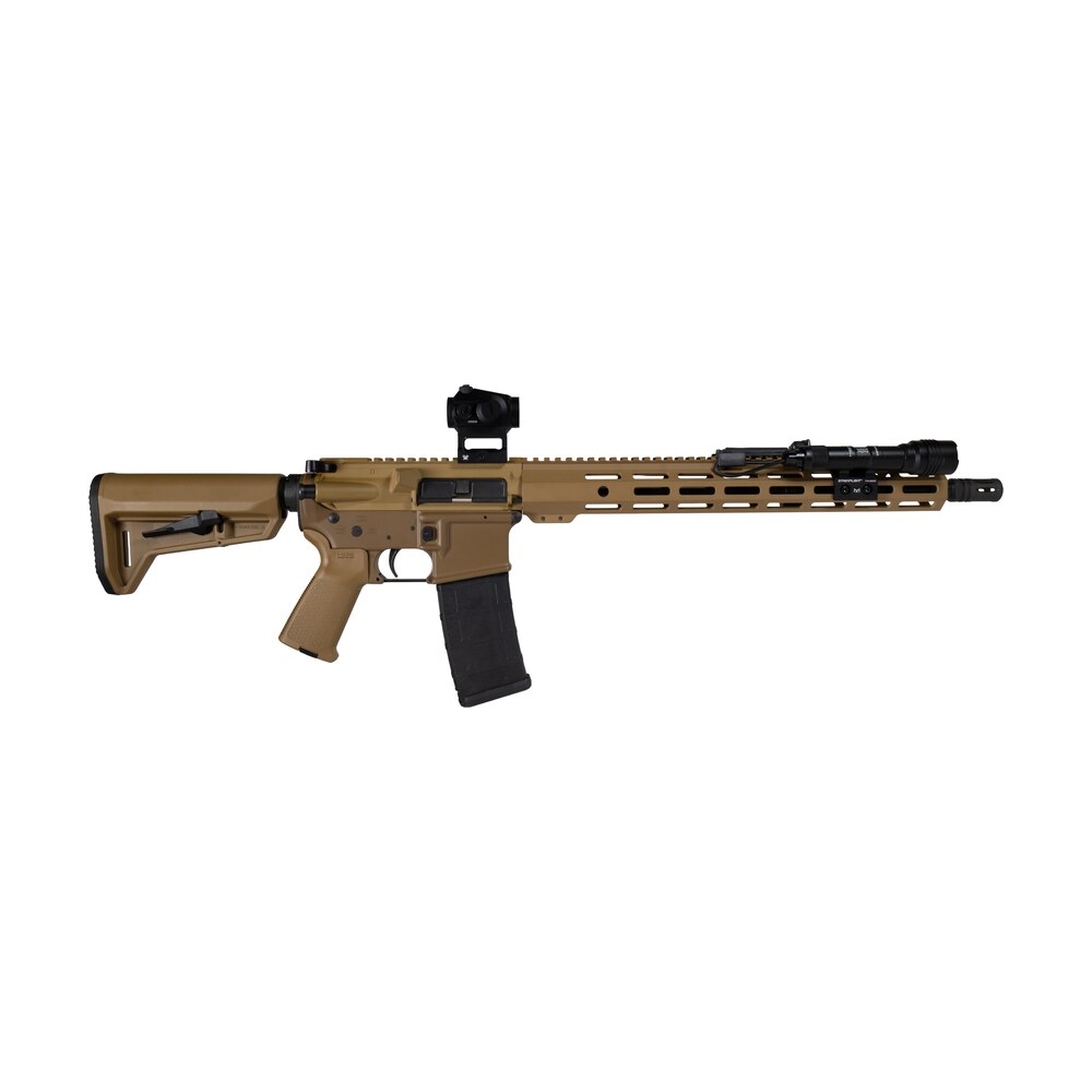 shark coast tactical sctarscc sunrise bundle 5.56 nato 10+1 16" black nitride barrel, tri tone fde cerakote aluminum receiver w/picatinny rail, m lok handguard, flat dark earth polymer stock & grip, s Shark Coast Tactical SCTARSCC Sunrise Bundle 5.56 NATO 10+1 16" Black Nitride Sports South item 198629