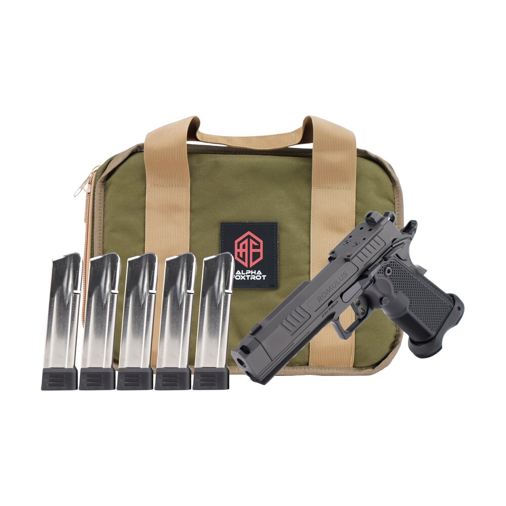 alpha foxtrot aa47x1cig xdbk20 prom af1911 romulus promo 9mm luger 20+1 4.25" black dlc threaded compensated barrel, black dlc stainless steel optic ready/serrated slide & frame w/beavertail & picatin Alpha Foxtrot AA47X1CIG-XDBK20-PROM AF1911 Romulus Promo 9mm Luger 20+1 4.25" Black DLC Sports South item 198958