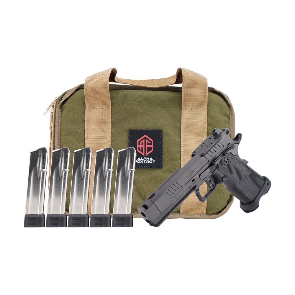 alpha foxtrot aa39x1cig xdbk20 prom af1911 romulus promo 9mm luger 20+1 4.25" black bull ramped compensated barrel, polished dlc stainless steel optic ready/serrated slide & frame w/beavertail & picat Alpha Foxtrot AA39X1CIG-XDBK20-PROM AF1911 Romulus Promo 9mm Luger 20+1 4.25" Black Bull Ramped Sports South item 198960