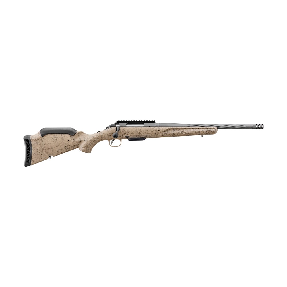 ruger 56908 american ii ranch 5.56 nato 5+1 16.10" cobalt cerakote spiral fluted threaded barrel flat dark earth splatter Ruger 56908 American II Ranch 5.56 NATO 5+1 16.10" Cobalt Cerakote Spiral Fluted Threaded Sports South item 199047