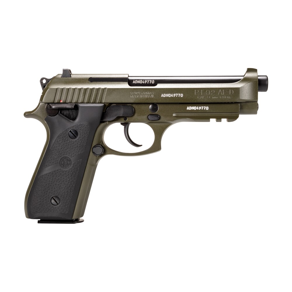 taurus 1 92015t h 92 full size 9mm luger 17+1 5" matte black stainless steel barrel, od green cerakote alloy steel serrated slide, od green cerakote aluminum frame w/beavertail & picatinny rail, blac Taurus 1-92015T-H 92 Full Size 9mm Luger 17+1 5" Matte Black Stainless Steel Sports South item 199769