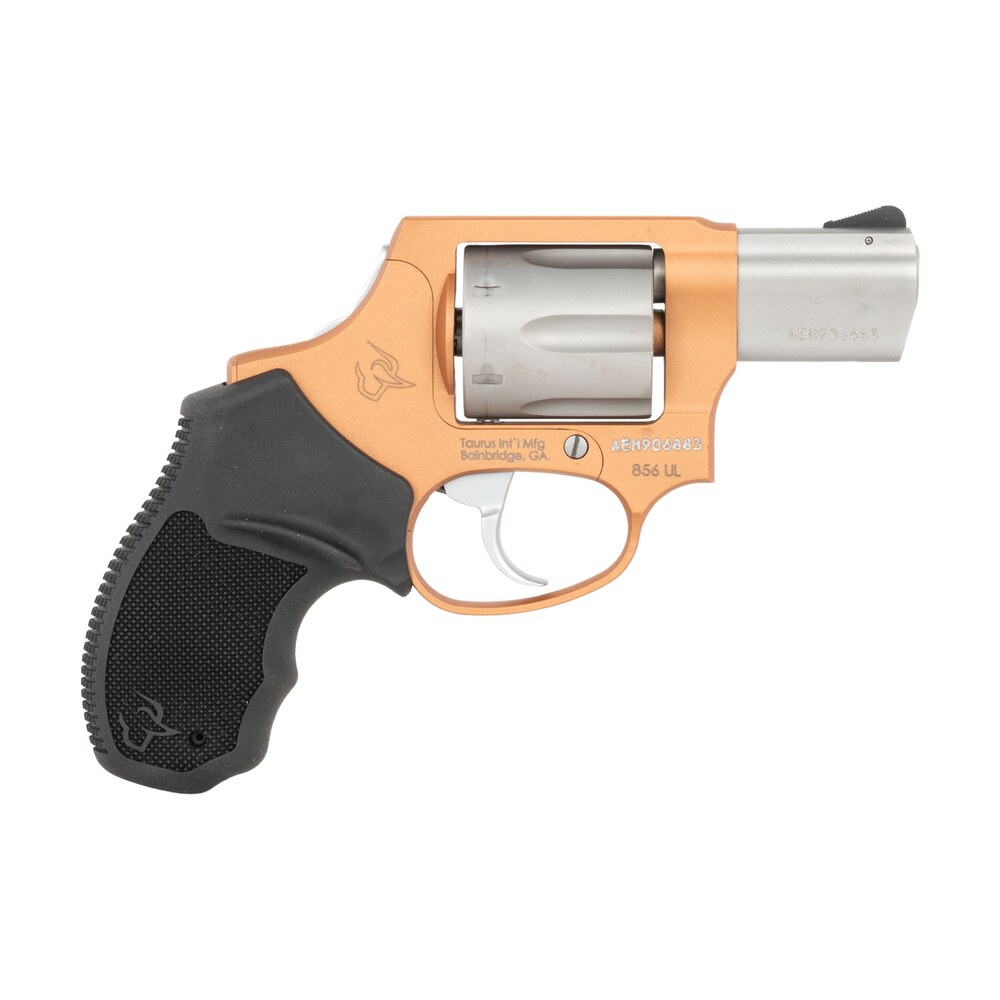 taurus 2 85629ulc22ch 856 ultra lite small 38 special +p 6 shot 2" matte stainless barrel & cylinder, copper cerakote aluminum frame, black ribber grip, transfer bar, safety concealed hammer Taurus 2-85629ULC22CH 856 Ultra-Lite Small 38 Special +P 6 Shot 2" Matte Stainless Barrel & Sports South item 199776