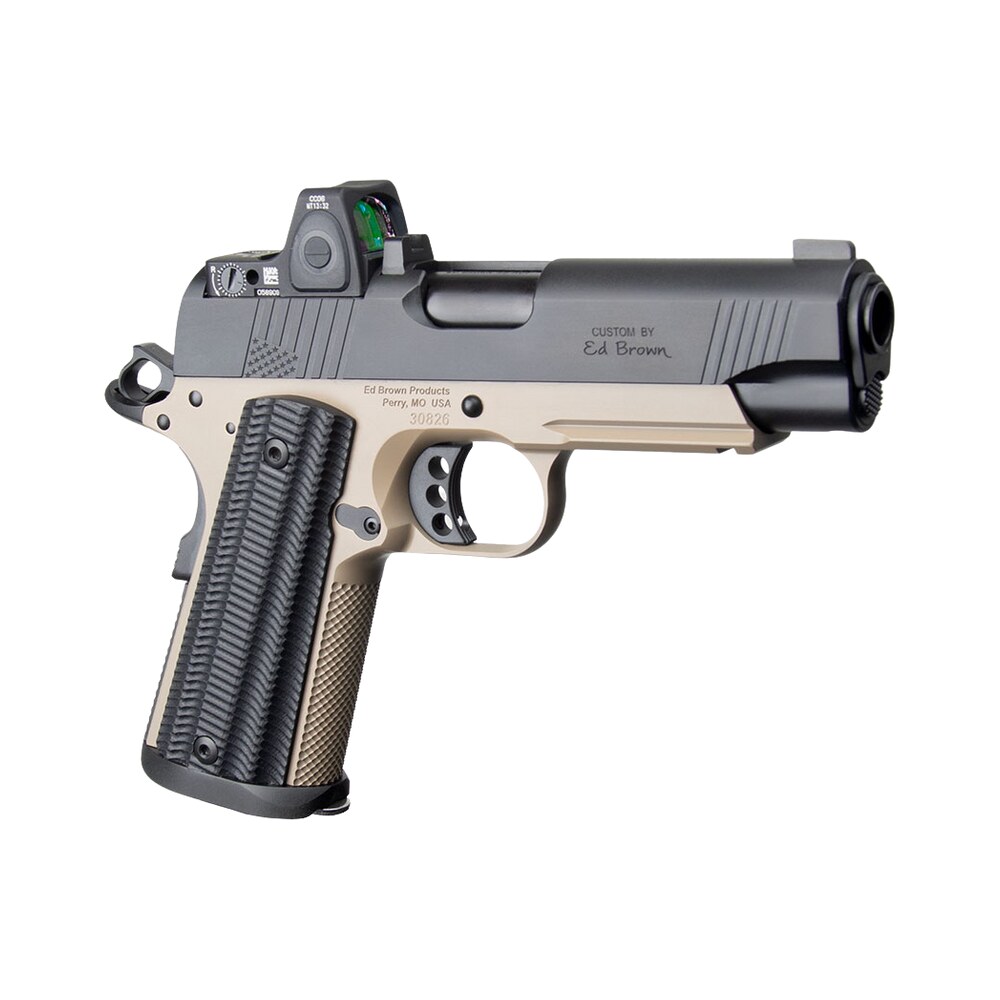 ed brown special forces commander socom w/optic 45 acp 7+1 4.25" black nitride barrel, black gen4 stainless steel serrated w/optic slide, flat dark earth gen4 stainless steel frame w/accessory rail, Ed Brown Special Forces Commander SOCOM Sports South item 200248