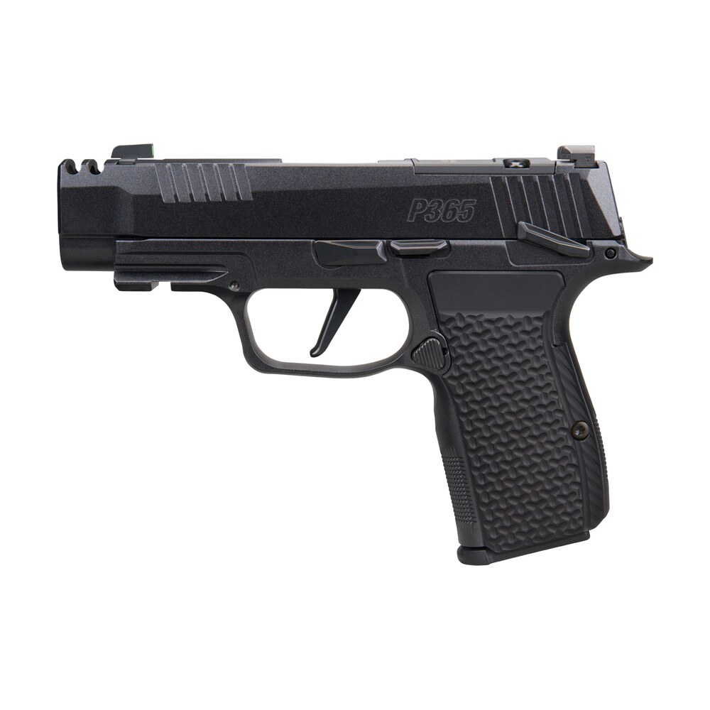 sig sauer 365axg380compluxemsca p365 axg luxe micro compact 380 acp 10+1 3.10" black pearlescent cerakote stainless steel integrated compensator/optic ready/serrated slide & frame w/picatinny rail, bl Sig Sauer 365AXG380COMPLUXEMSCA P365 AXG LUXE Micro-Compact 380 ACP 10+1 3.10" Black Sports South item 200309
