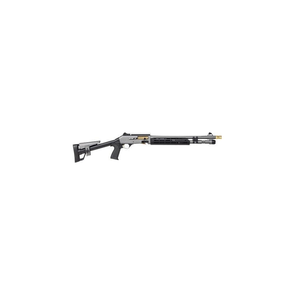 panzer arms pam4csggtmfss m4 speed pro 12 gauge semi auto 3" 5+1 18.50" gray ported barrel, gray w/gold titanium accents aluminum receiver w/picatinny rail, m lok handguard, skeleton stock, black poly Panzer Arms PAM4CSGGTMFSS M4 Speed Pro 12 Gauge Semi-Auto 3" 5+1 18.50" Gray Ported Sports South item 200764