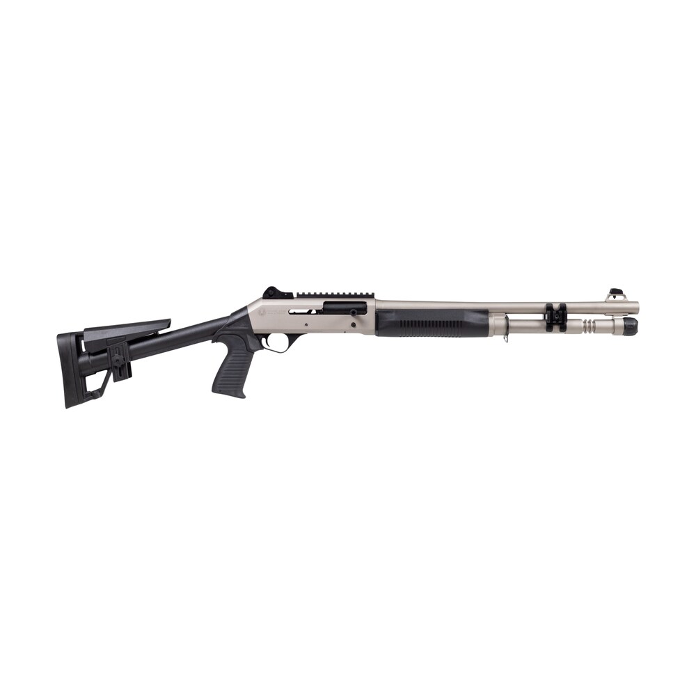 panzer arms pam4mtsfss m4 marine 12 gauge semi auto 3" 5+1 18.50" nickel barrel, nickel aluminum receiver w/picatinny rail, black skeleton stock & grip Panzer Arms PAM4MTSFSS M4 Marine 12 Gauge Semi-Auto 3" 5+1 18.50" Nickel Sports South item 200770