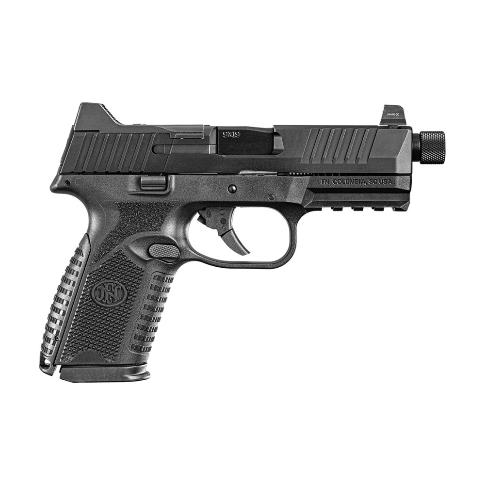 fn 66101712 509m tactical bundle 9mm luger 10+1 4.50" black threaded barrel, black stainless steel optic ready/serrated slide & polymer frame w/picatinny rail, ambidextrous, 5 magazines FN 66101712 509M Tactical Bundle 9mm Luger 10+1 4.50" Black Threaded Sports South item 201196
