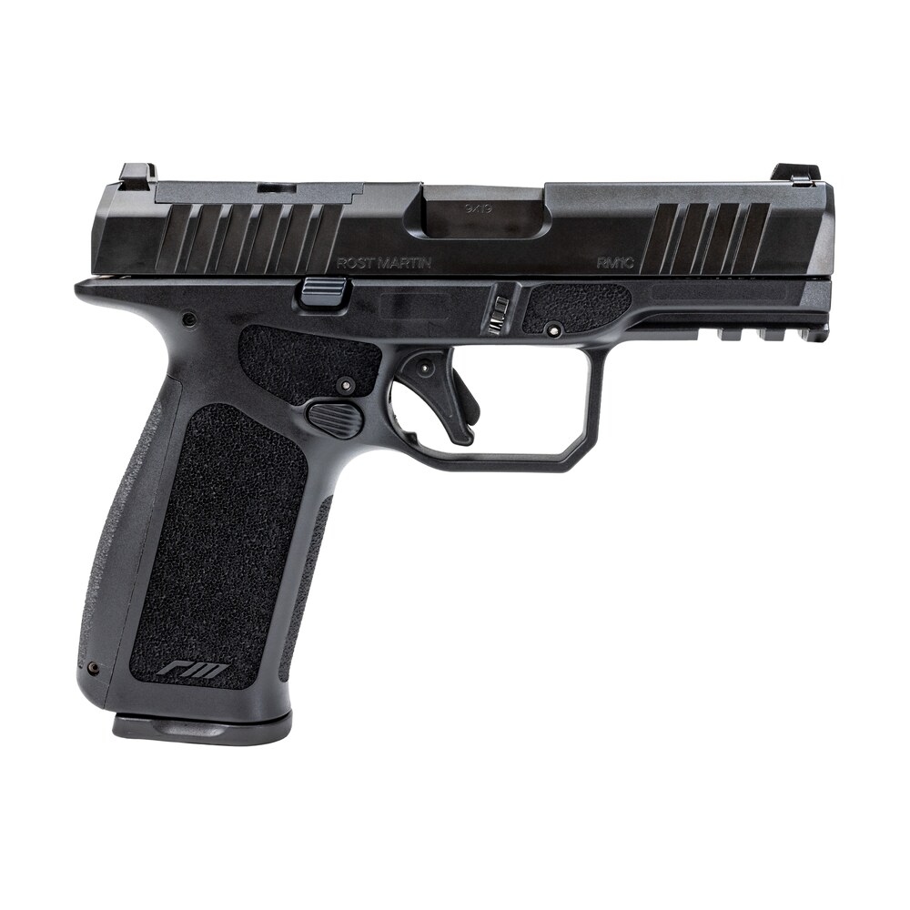 rost martin rm1xbh rm1x compact 9mm luger 19+1 4" match grade barrel, black tenifer steel optic ready/serrated slide, black polymer frame w/picatinny rail, interchangeable backstrap grip, rmr footprin Rost Martin RM1XBH RM1X Compact 9mm Luger 19+1 4" Match Grade Sports South item 201575