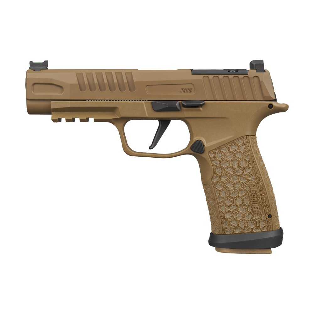sig sauer 365xf9cfo p365 fuse 9mm luger 17+1 21+1 4.30" black barrel, coyote cerakote stainless steel optic ready/serrated slide & frame w/picatinny rail, interchangeable backstrap grip Sig Sauer 365XF9CFO P365 Fuse 9mm Luger 17+1 21+1 4.30" Black Sports South item 201667