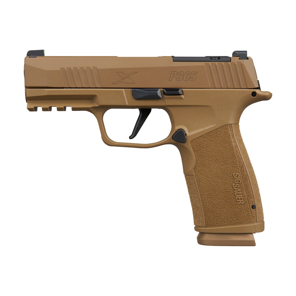 sig sauer 365xca9cxr3 p365 xmacro 9mm luger 17+1 3.70" black dlc barrel, coyote cerakote stainless steel optic ready/serrated slide & frame w/picatinny rail, interchangeable backstrap grip Sig Sauer 365XCA9CXR3 P365 XMacro 9mm Luger 17+1 3.70" Black DLC Sports South item 201669