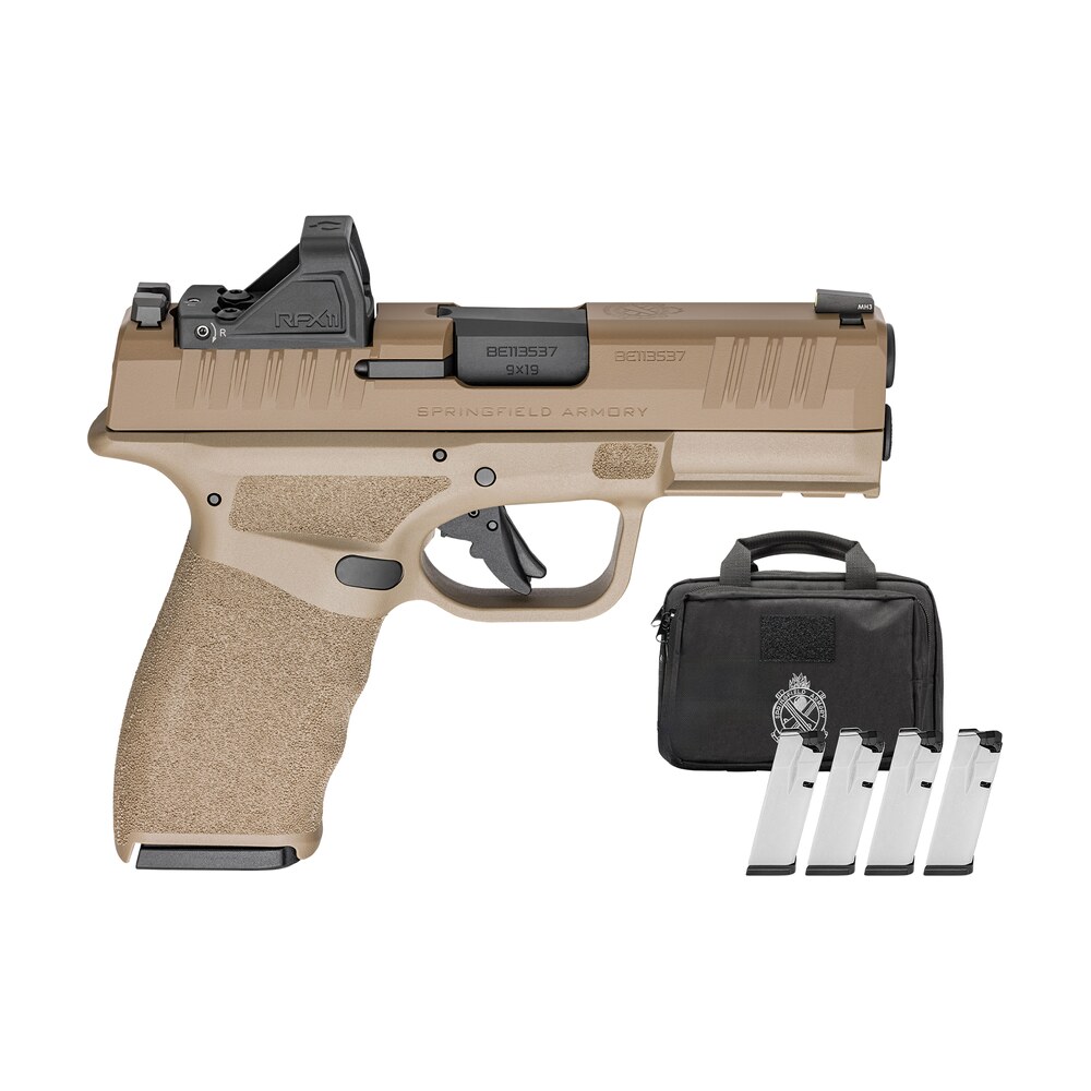 springfield armory hcp9379fosp15pac hellcat pro osp 9mm luger 15+1 3.70" black melonite barrel, fde cerakote steel optic ready/serrated slide & polymer frame w/picatinny rail, adaptive texture grip Springfield Armory HCP9379FOSP15PAC Hellcat Pro OSP 9mm Luger 15+1 3.70" Black Melonite Sports South item 201674