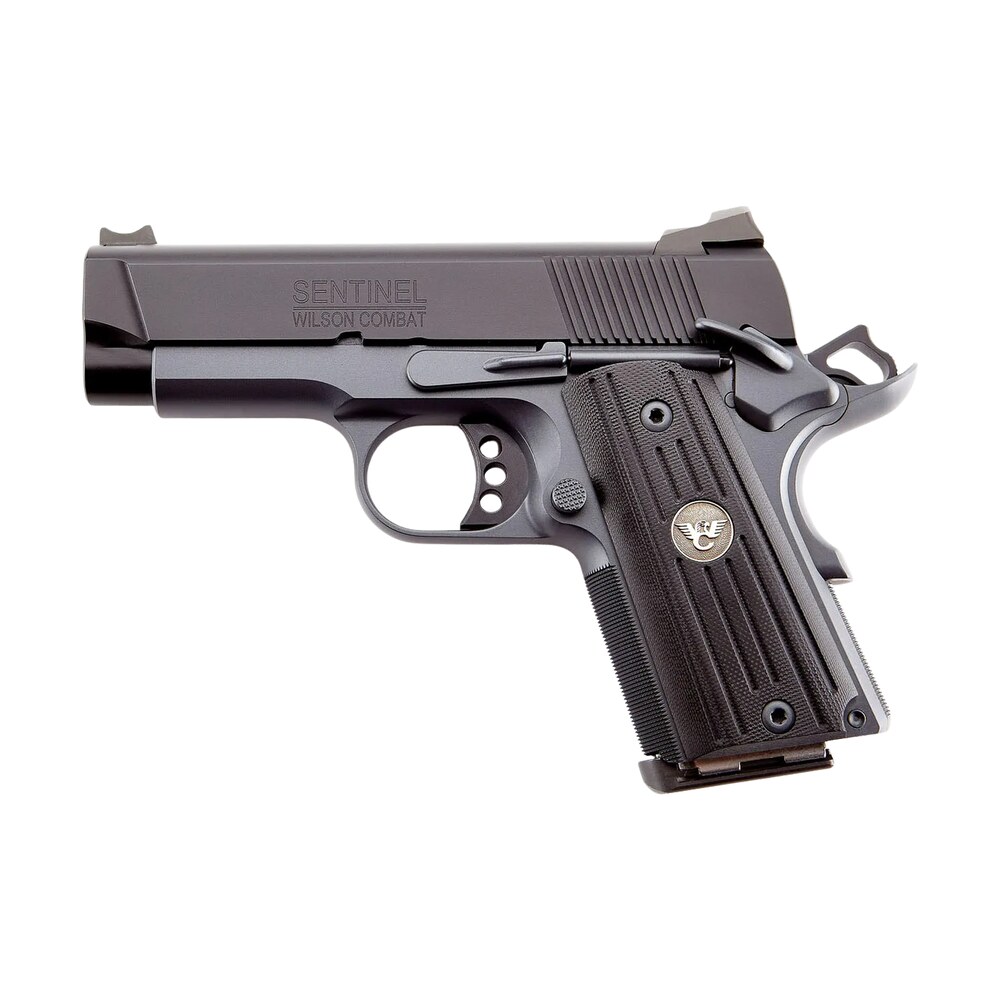 wilson combat sense9 experior sentinel sub compact frame 9mm luger 8+1 3.60" stainless match grade barrel, black armor tuff carbon steel serrated slide, gray armor tuff steel frame w/beavertail, black Wilson Combat SENSE9 eXperior Sentinel Sub-Compact Frame 9mm Luger 8+1 3.60" Stainless Match Sports South item 201746