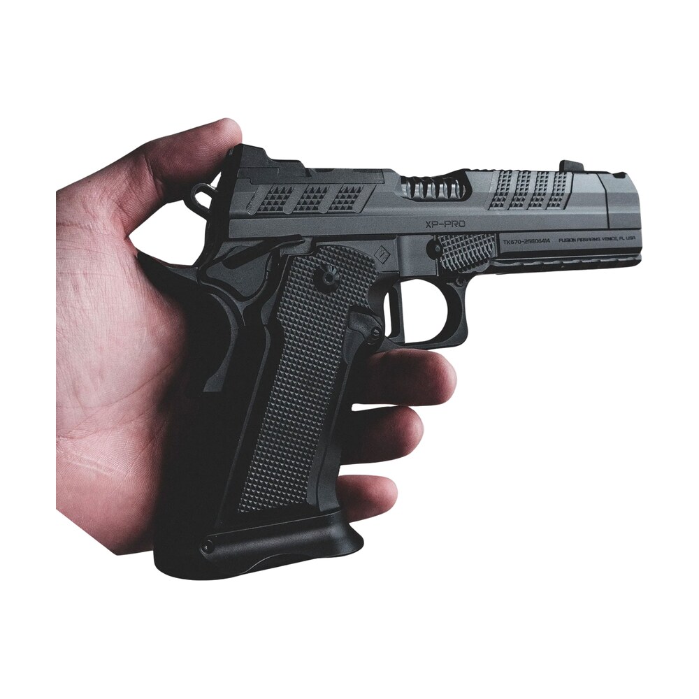 fusion firearms xp comp 9 blk p tr xp comp 9mm luger 17+1 4.60" black tennifer compensated barrel, tennifer qpq steel optic ready/ported/serrated slide & frame w/beavertail & picatinny rail, black alu Fusion Firearms XP-COMP-9-BLK-P-TR XP Comp 9mm Luger 17+1 4.60" Black Tennifer Compensated Sports South item 201808