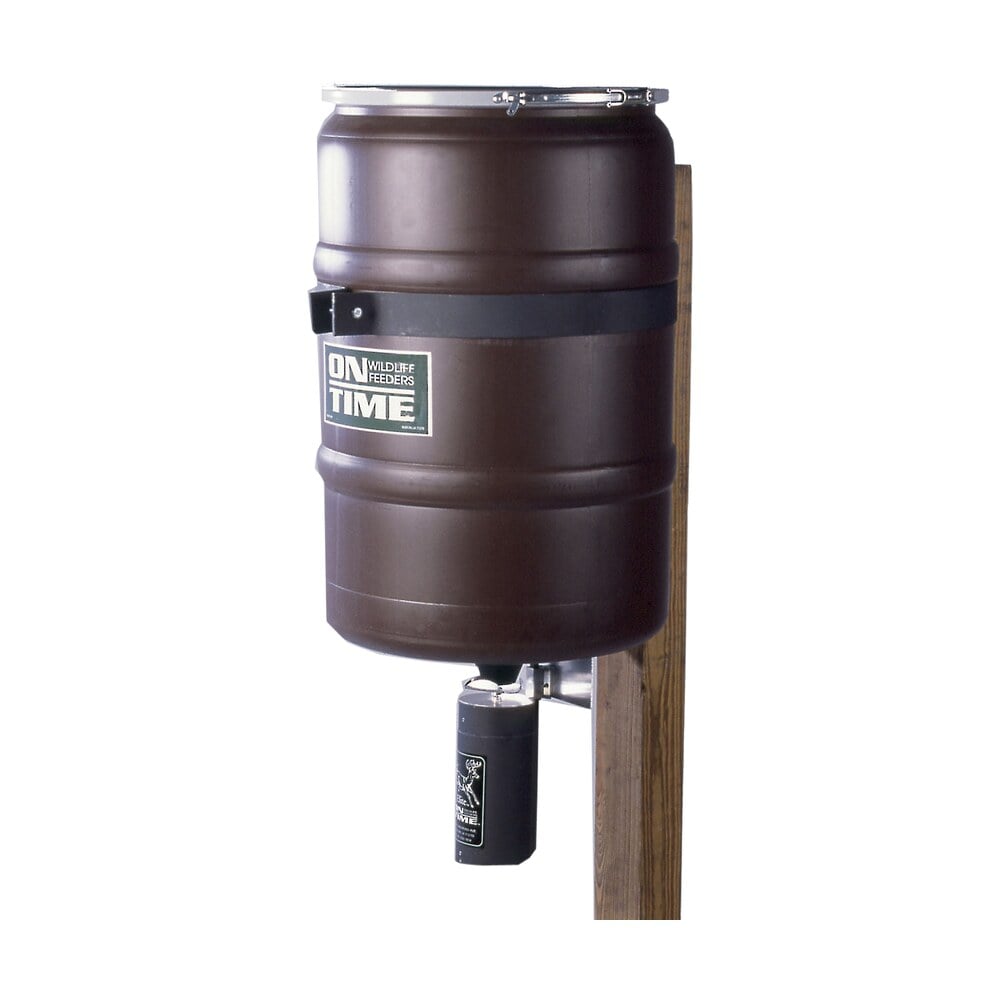 on time 50003 elite lifetime fish feeder combo 25 gallon capacity, built in agitator rod, steel band with welded bracket On Time 50003 Elite Lifetime Fish Feeder Combo 25 Gallon Capacity, Built-In Agitator Rod, Steel Sports South item 20287