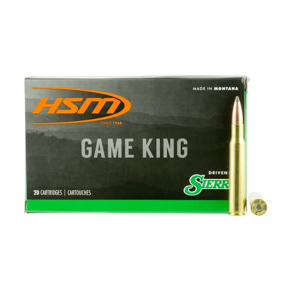 hsm 300640n game king 30 06 springfield 165 gr sierra gameking spitzer boat tail 20 per box/ 20 case HSM 300640N Game King 30-06 Springfield 165 gr Sierra GameKing Spitzer Boat Tail 20 Per Box/ 20 Sports South item 20910