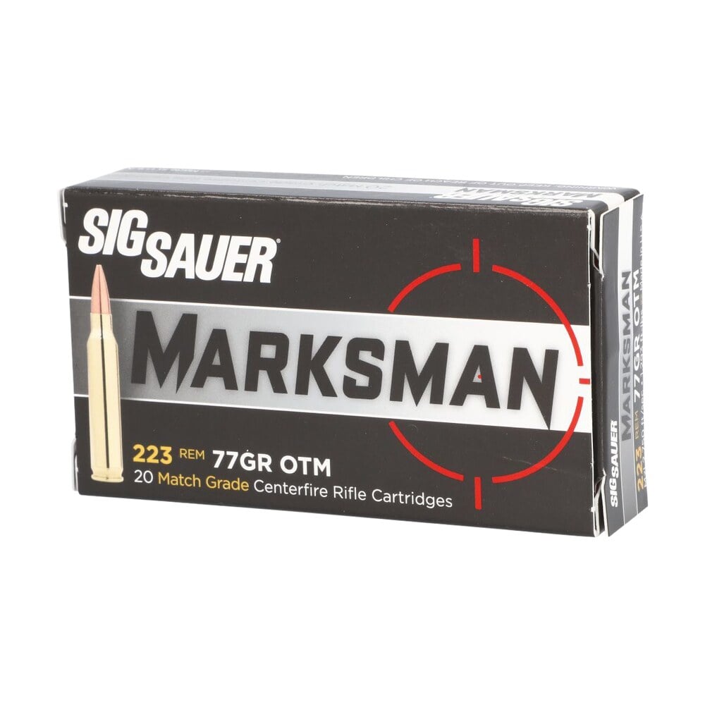 sig sauer e223m120 marksman 223 rem 77 gr open tip match 20 per box/ 25 case Sig Sauer E223M120 Marksman 223 Rem 77 gr Open Tip Match 20 Per Box/ 25 Case Sports South item 21244