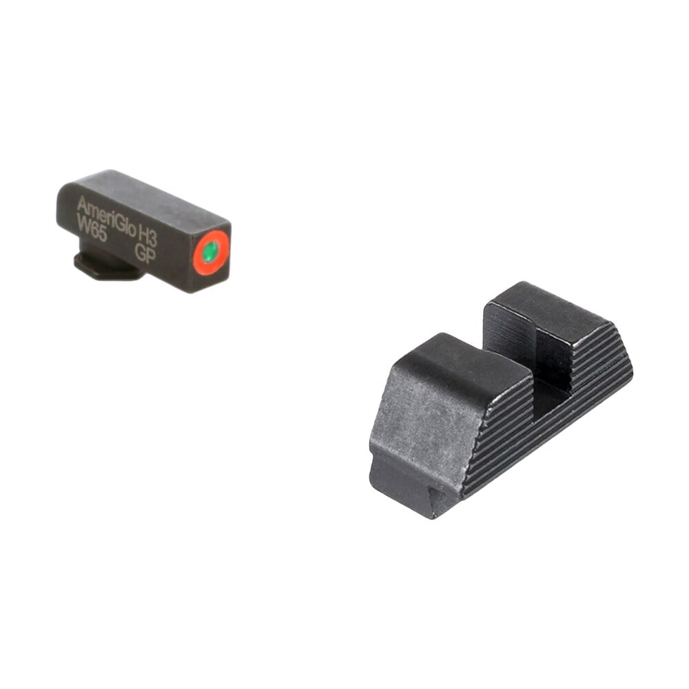 ameriglo gl433 protector sight set for glock green tritium orange outline front sight black serrated rear sight AmeriGlo GL433 Protector Sight Set for Glock Green Tritium Orange Outline Front Sight-Black Sports South item 2130