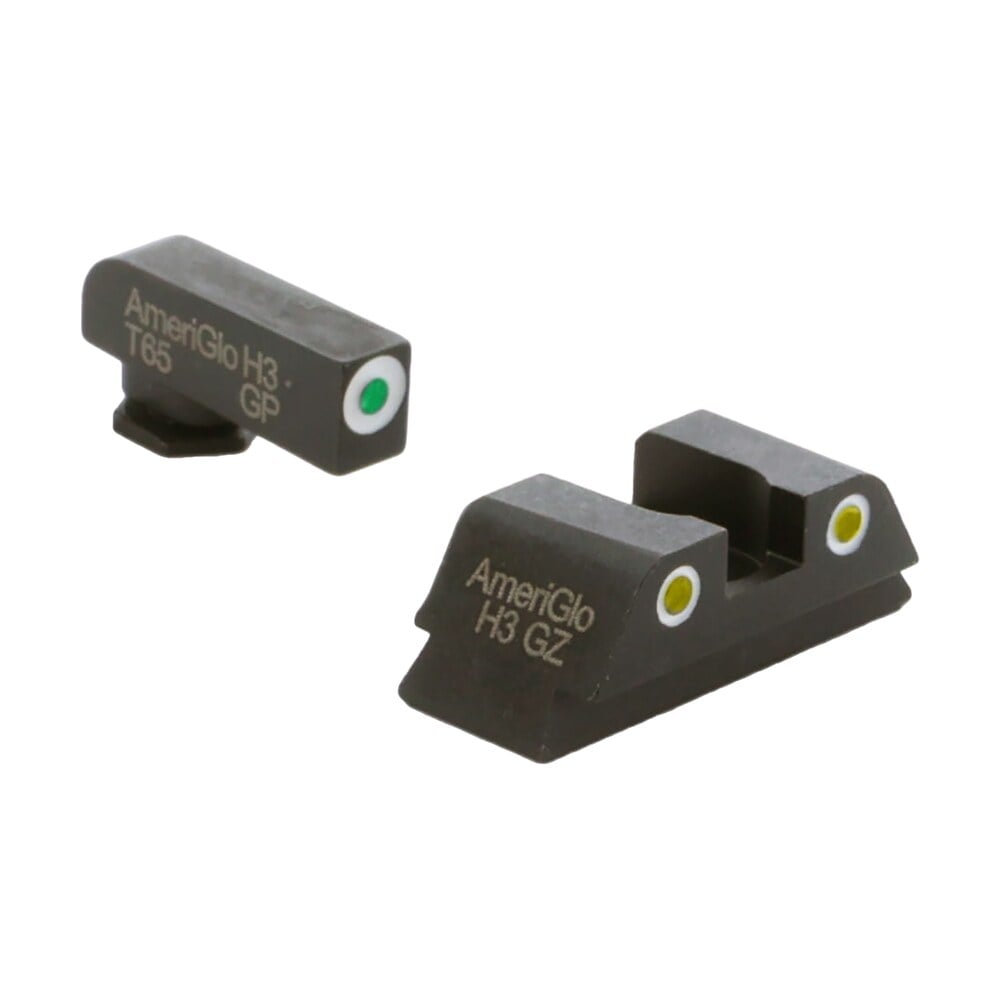 ameriglo gl431 classic tritium sight set for glock green tritium white outline front sight yellow tritium white outline rear sight AmeriGlo GL431 Classic Tritium Sight Set for Glock Green Tritium White Outline Front Sports South item 2145